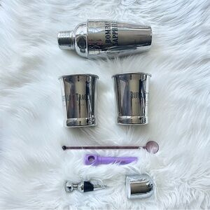 3/$30 COCKTAIL Set Silver Martini Shaker, Tumblers, Stoppers, Corkscrew, Stirrer